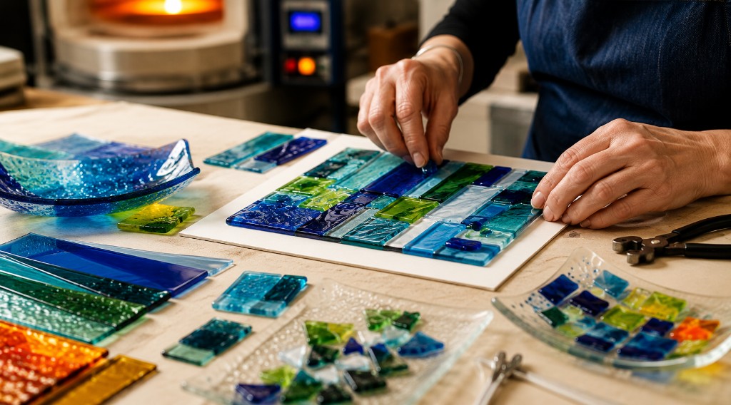 Fused glass workshop in Malta at GlassXpressions studio